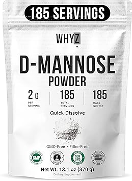 D-Mannose Powder Quick Dissolve Pure Premium Mannose Supplement Essential Powder for Supports Urinary Tract and Bladder Quick Water Soluble Formula for Drinks and Smoothies Vegan Zero-Additives, 370g
