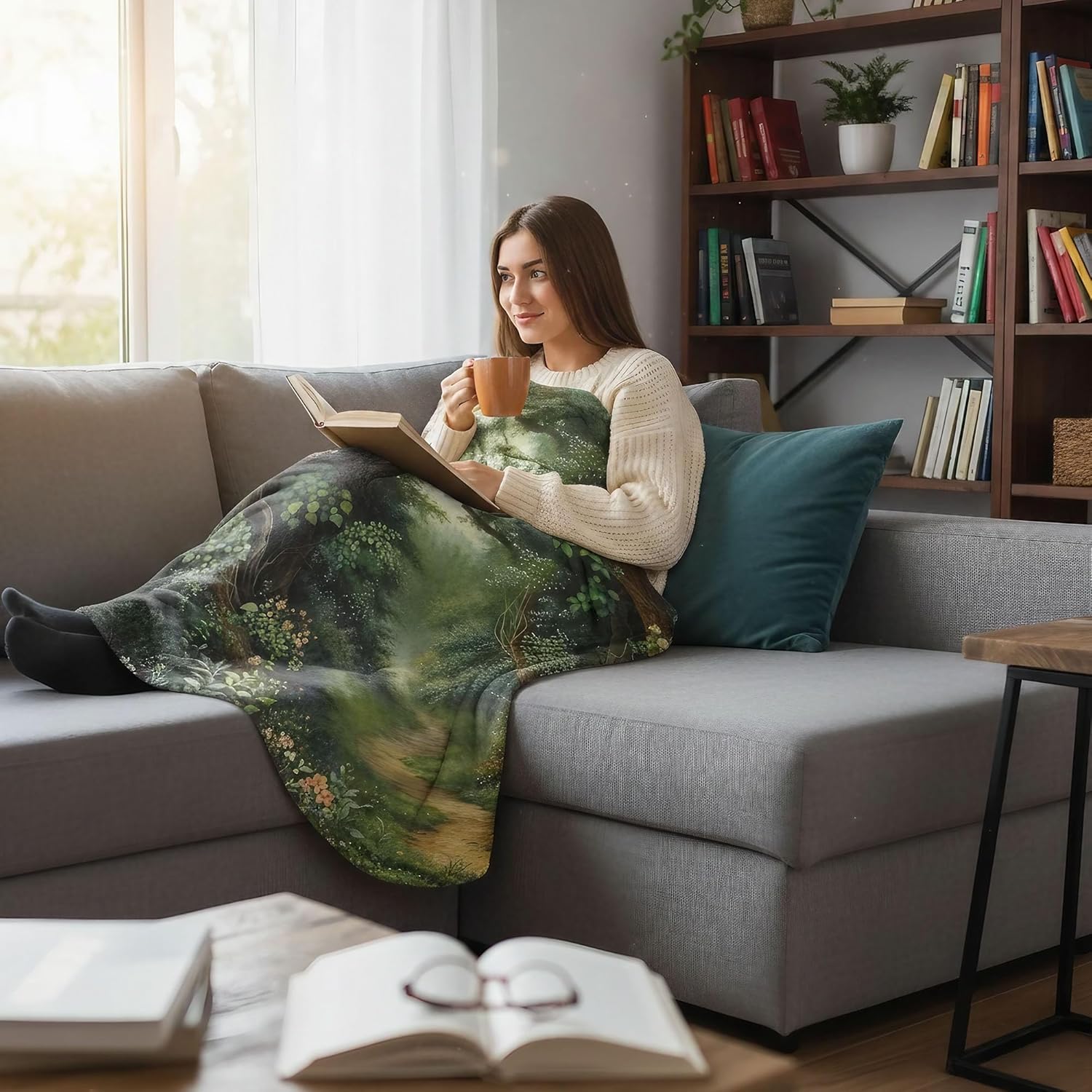 Dreamy Forest Throw Blanket, Vintage Super Soft Warm Flannel Fleece Nap Blankets for Couch Dorm Chair Sofa Room, 50×60 inch - Image 4