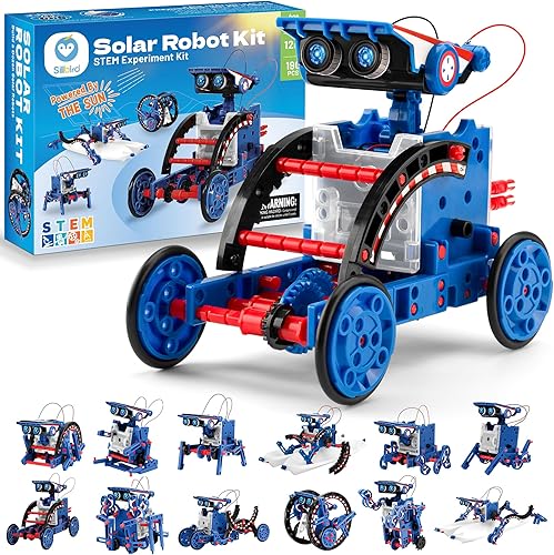 Miniatura 10 de Sillbird - STEM (ciencia, tecnología, ingeniería y matemáticas) 12 en 1, robot de juguete solar didáctico – 190 piezas de bricolaje, kit de