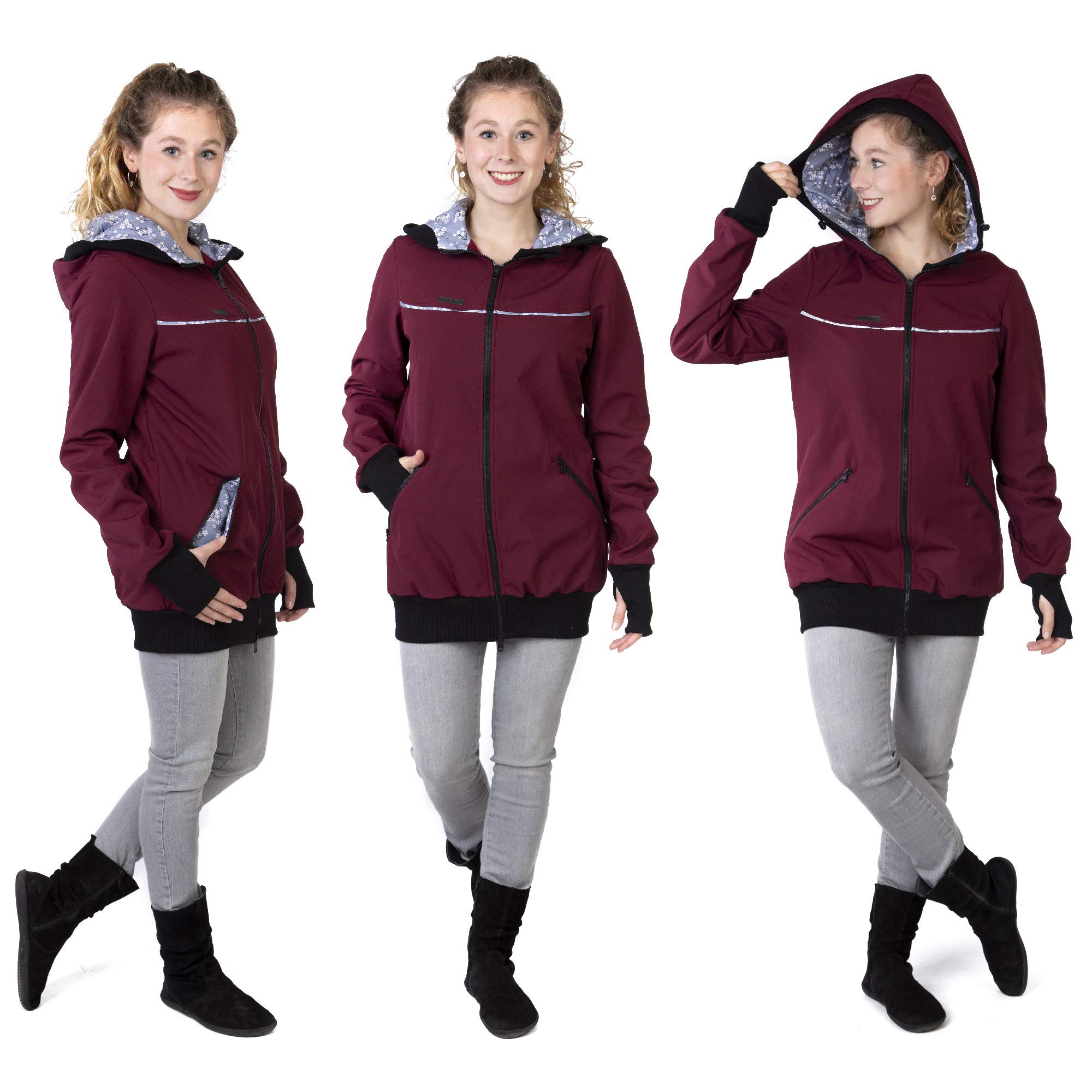 Viva la Mama Veste de portage 4 en 1 pour porter sur le dos ou la poitrine, softshell, veste de grossesse + veste kangourou – Aventuris