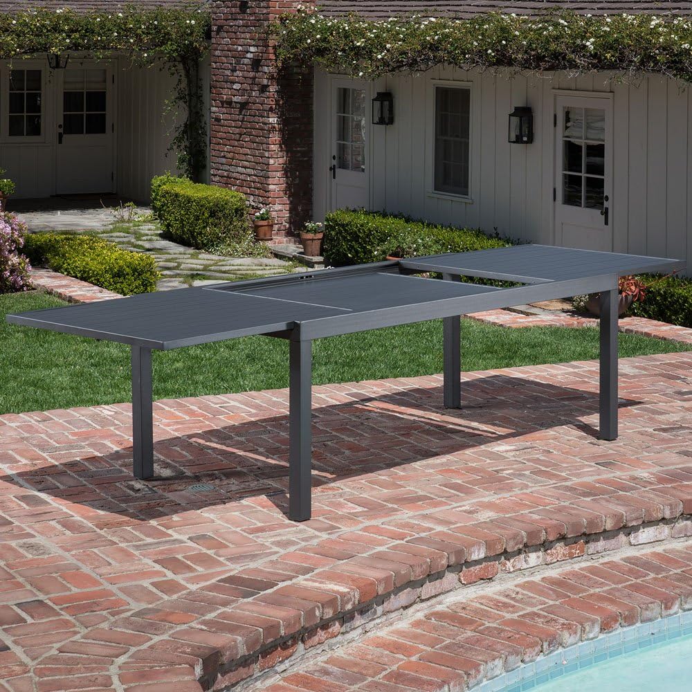 Hanover Naples 11-Piece Outdoor Dining Set | Aluminum 40" x 118" Expanding Patio Table with 10 High-Back Stackable Sling Chairs | Modern, Comfortable, and Weather-Resistant | NAPDN11PCHB-GRY : Patio, Lawn & Garden