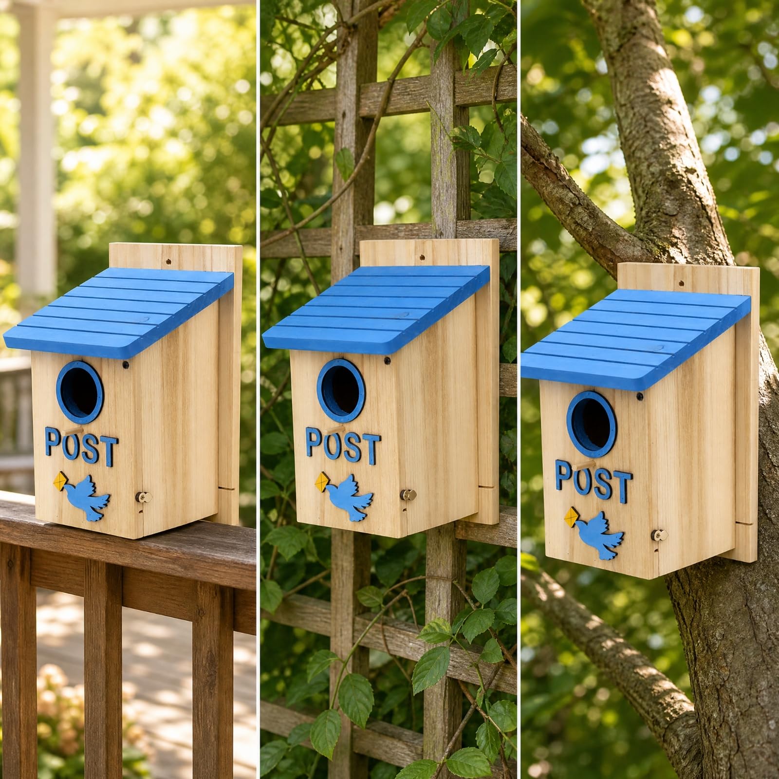 Vogelhaus mit schrägem Lattenrostdach Vogelhaus mit Eingang und Sitzstange kompakt Nistkasten für Vogelliebhaber, Garteneck, Terrasse