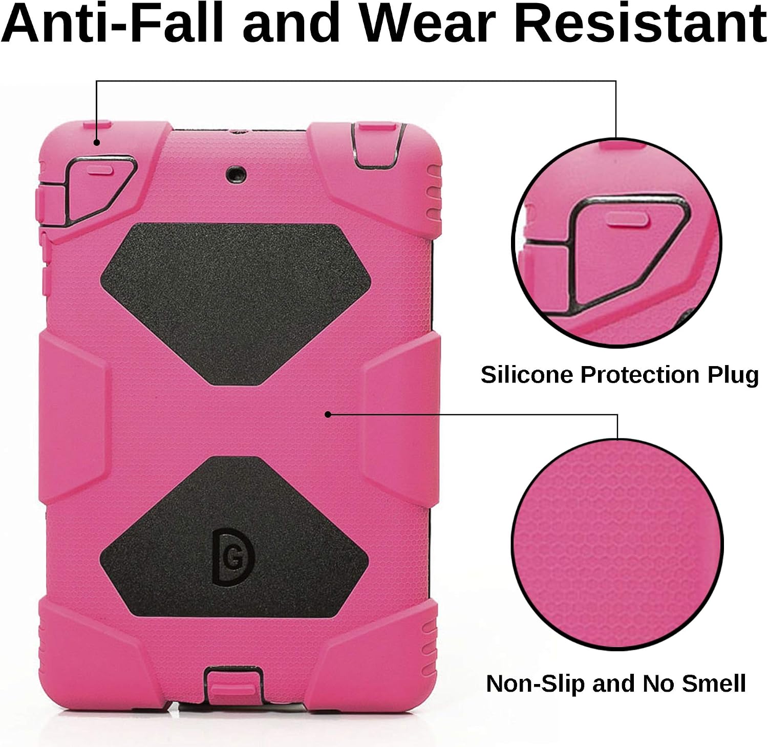 ACEGUARDER Shockproof Kid case for iPad Mini 1 2 3 Case ACEGUARDER Full Body Protective Premium Soft Silicone Cover Proof Case for iPad Mini 1 2 3 (Rose Red)