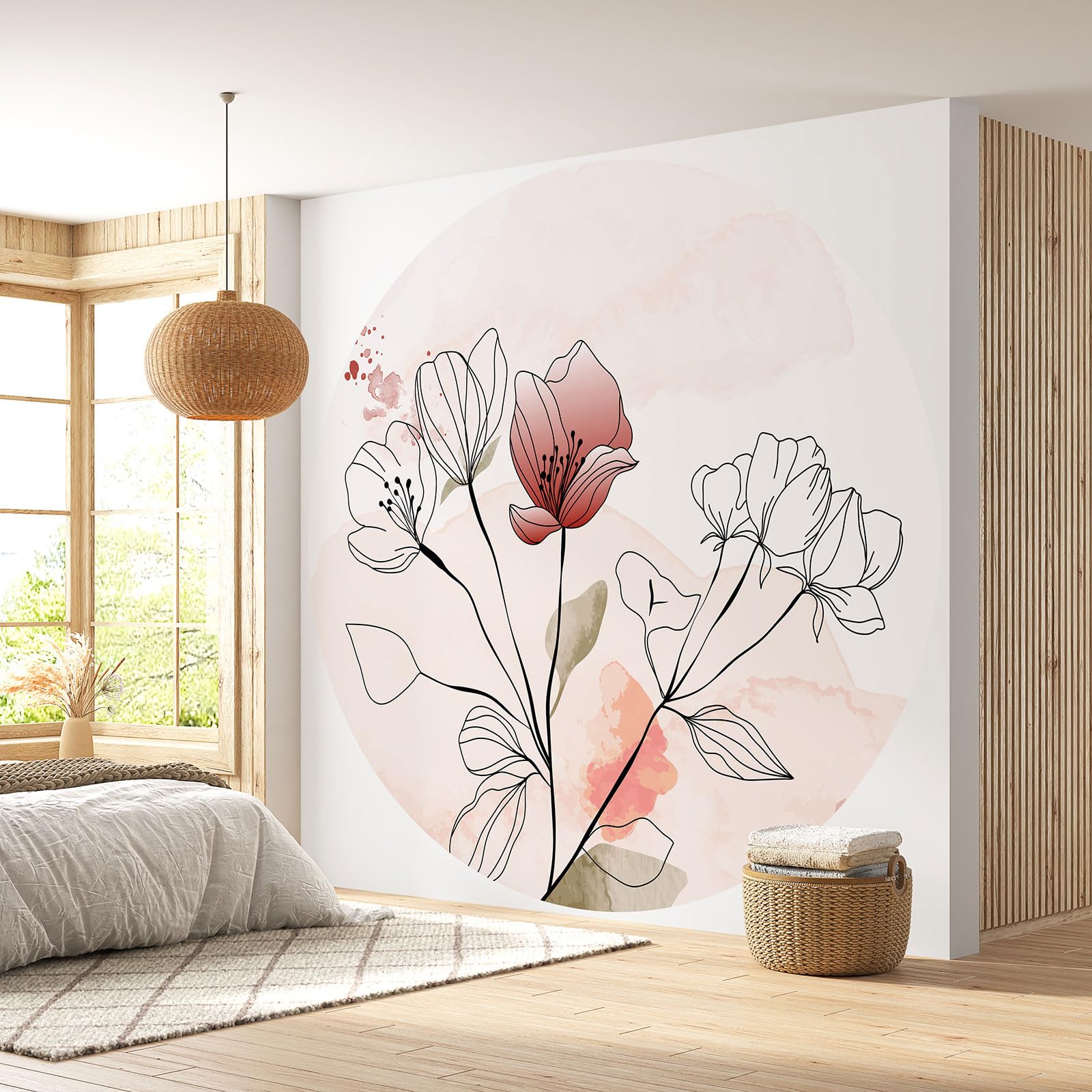 Okrągła/okrągła tapeta - Kwiaty 3617689741291 - średnica 195 cm w 3 częściach