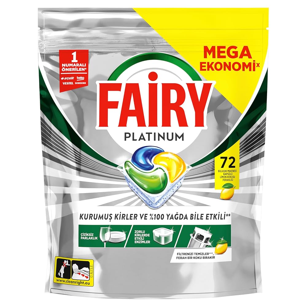 Fairy Platinum Bulaşık Makinesi Deterjanı Kapsülü/Tableti 72 Yıkama Limon Kokulu