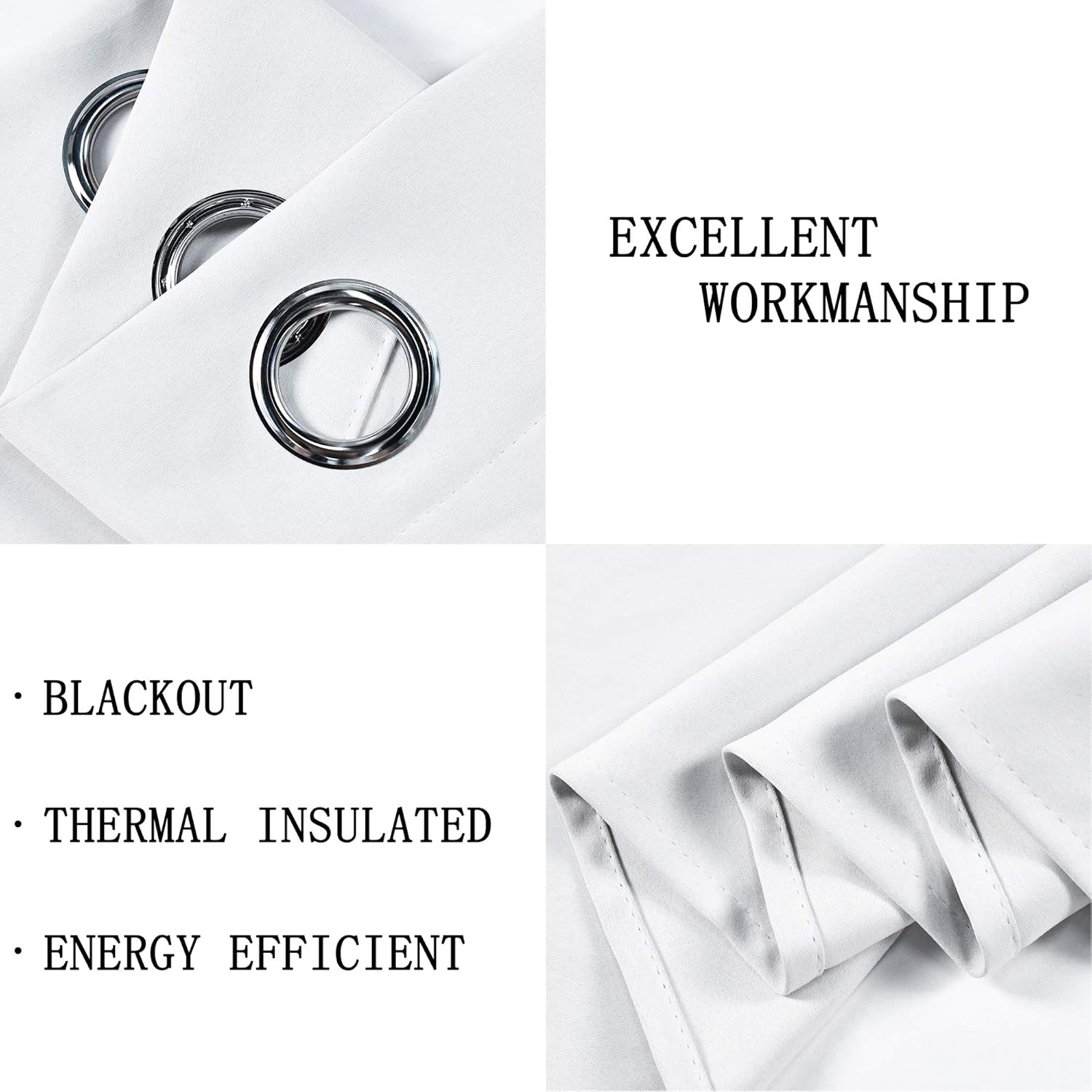 DECOVSUN Solid White Grommet Window Valance - 100X18 Inches, Blackout Curtain for Kitchen, Living Room, Bedroom & Kids Room - 1 Panel