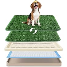 Dog Grass Pad with Tray, Utral Fast Drainage, 2 Washable Grass Pads