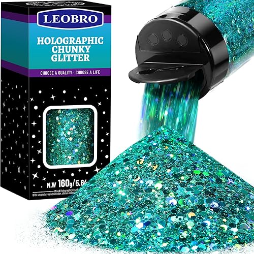 Purpurina gruesa holográfica, 5.64 onzas  5.64 onzas, purpurina artesanal para resina, purpurina fina iridiscente metálica gruesa a granel,