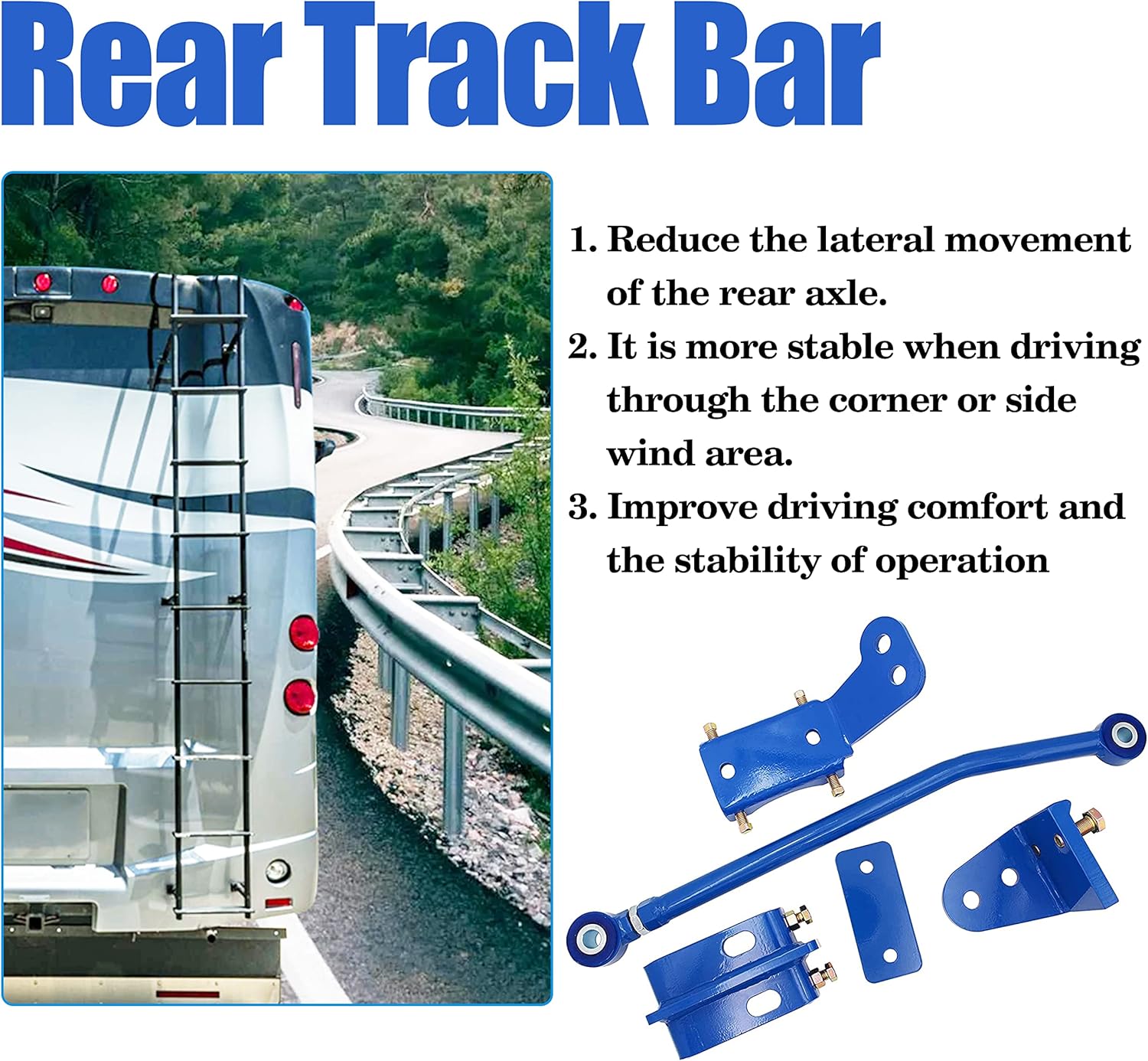 SS400 Adjustable Rear Track Bar Replacement for Ford F53 1989-1998 V8 and 1998-2020 V10 with 16K-18K GVWR,SS400 Rear Trac Bar.