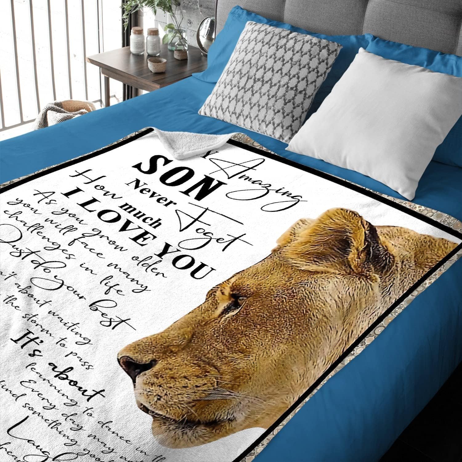 to My Amazing Son Flannel Blankets, Light and Comfortable Bed Suitable for All Seasons 60"x50"for Teens