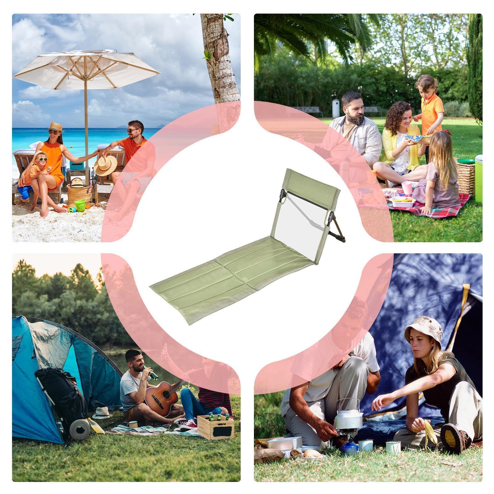 Genérico Chaise longue de plage repose-pieds pliable pour piscine | Chaises de piscine respirantes pour adultes, enfants, camping, pique-nique, pelouse, jardin, voyages, vacances