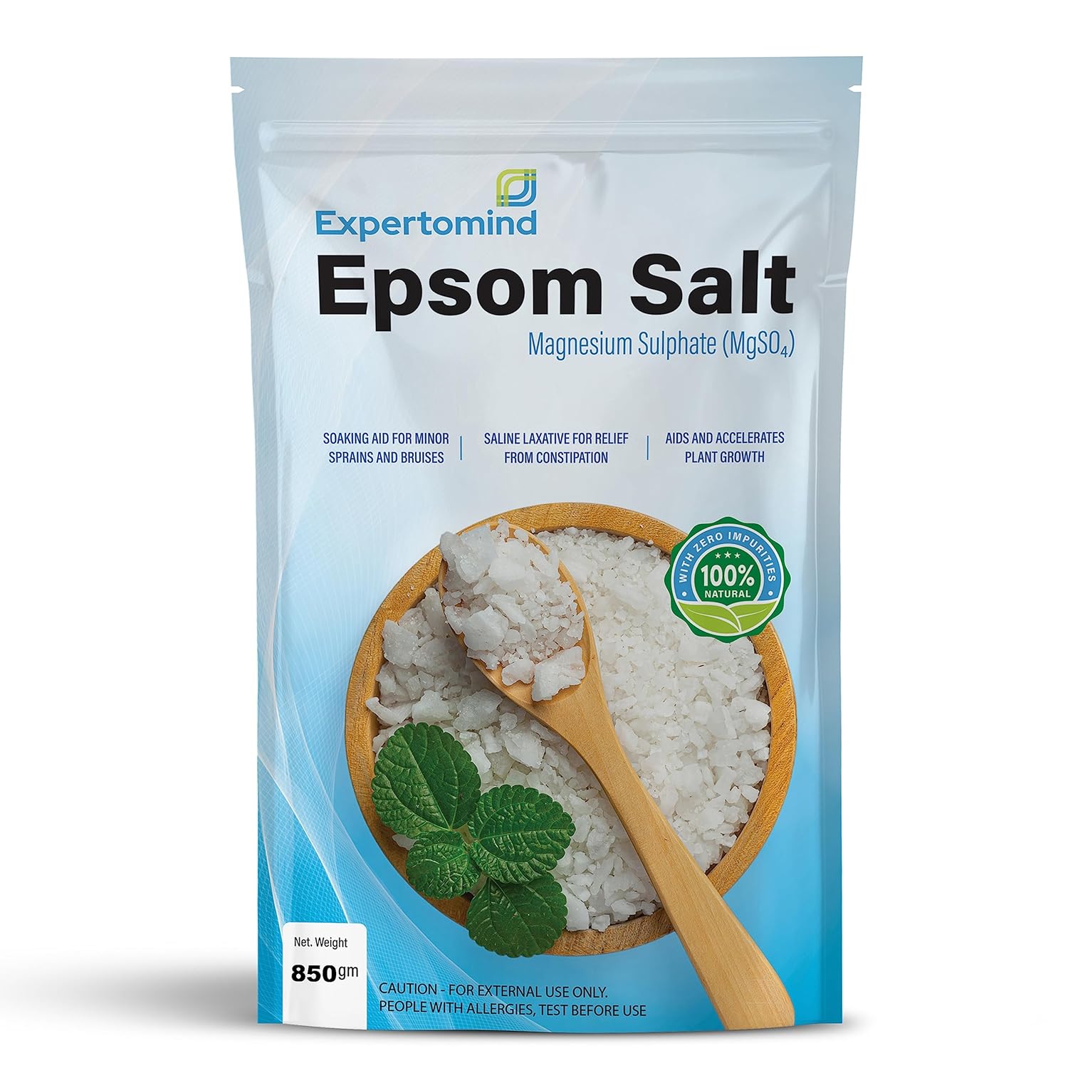 Expertomind Epsom Salt for Pain Relief 850gm Natural Magnesium