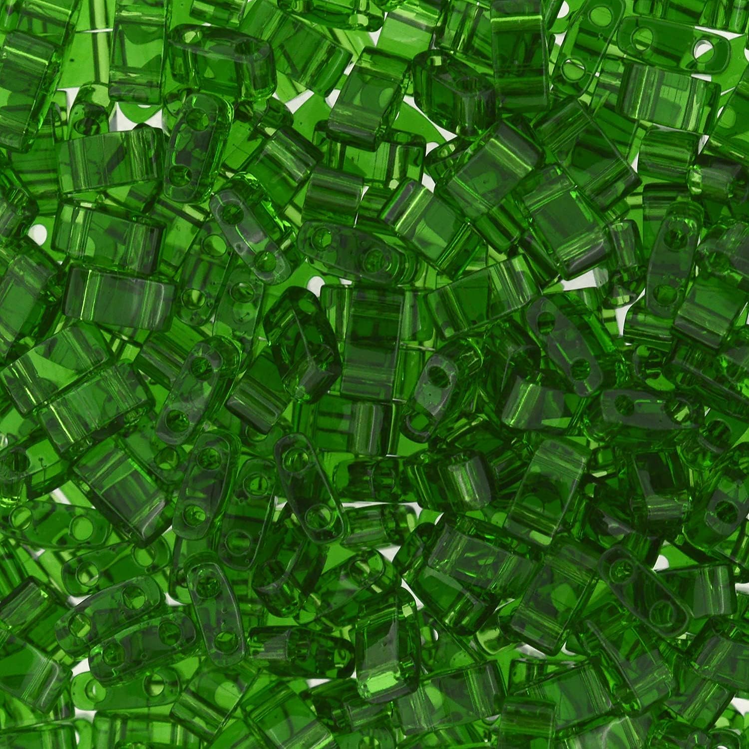 Miyuki TILA Half Cut 5x2.3mm - 2Hole Lt. Emerald Transparent 250Gms Bulk Bag of Japanese Glass Beads
