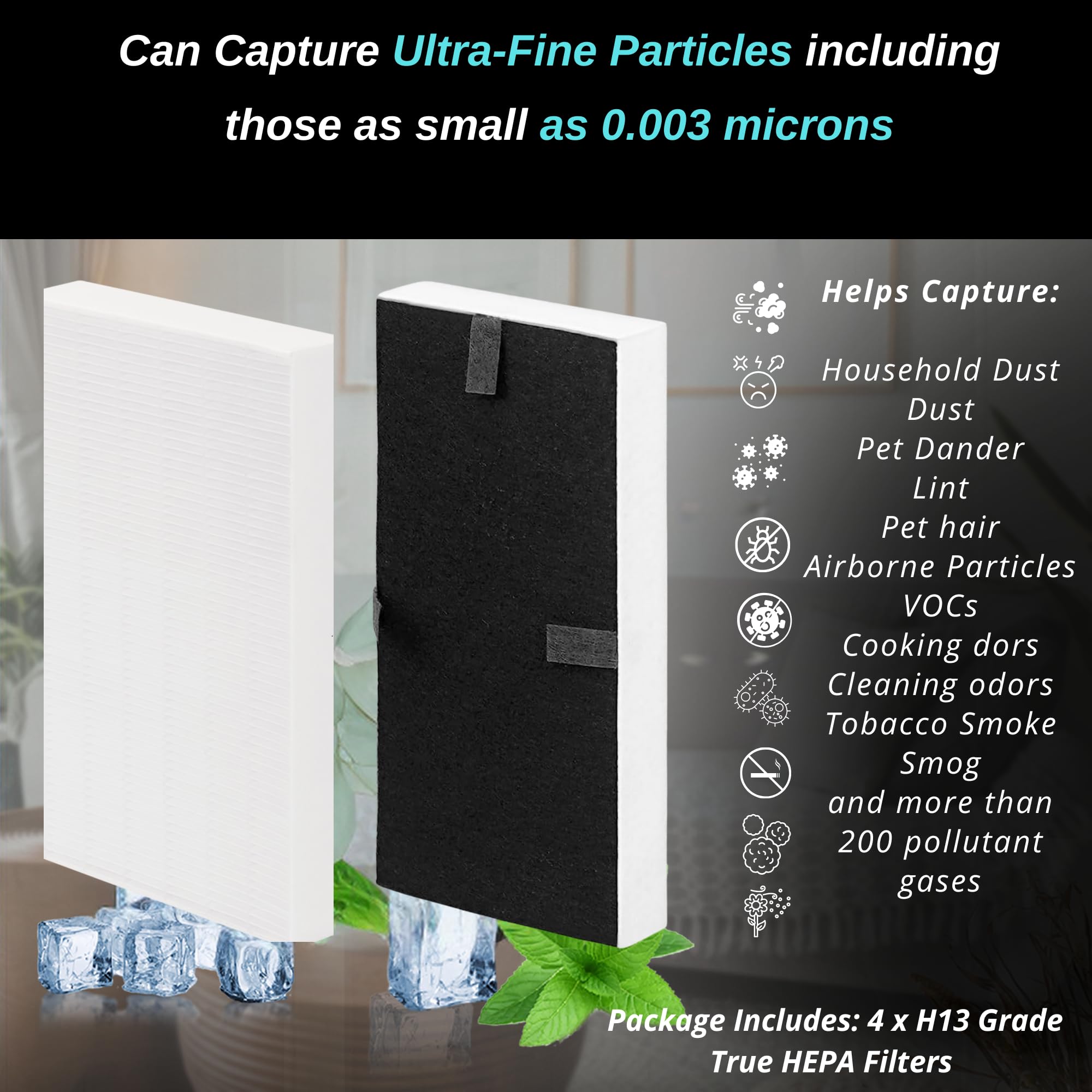 Paquete de 4 filtros de repuesto HRF-G1 True HEPA compatibles con Honeywell HPA020(B) HPA030(B) HEPAClean HPA180B HPA075B purificador de aire, número de pieza HRF-G1 HRF-G2 filtro G