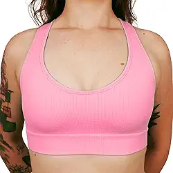 Top Academia Fitness Sem Bojo Alta Sustentação Sem Costura Nadador Canelado Poliamida Elastano Selene