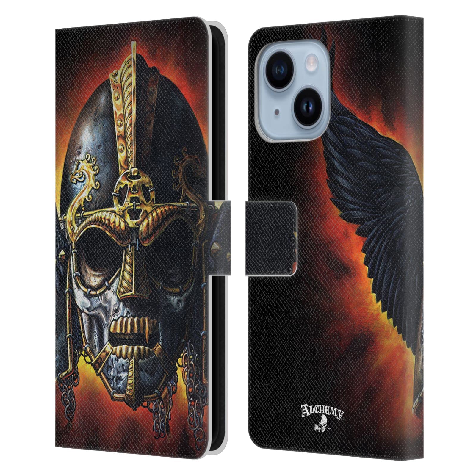 Étui portefeuille en cuir motif Raven Ossa pour Apple iPhone 14 Plus