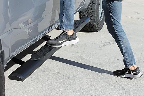 Miniatura 8 de Raptor Series Estribos escalones de 5 pulgadas de estilo ovalado de aluminio negro compatible con nuevo cuerpo 19-25 1500 Crew Cab