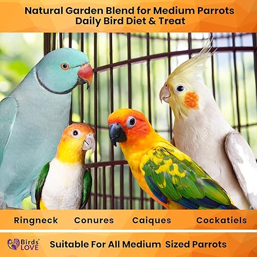 Miniatura 3 de Birds LOVE Mezcla de jardín totalmente natural para pájaros medianos, cacatúas, conuras de mejillas verdes, periquitos de cuello de anillo y