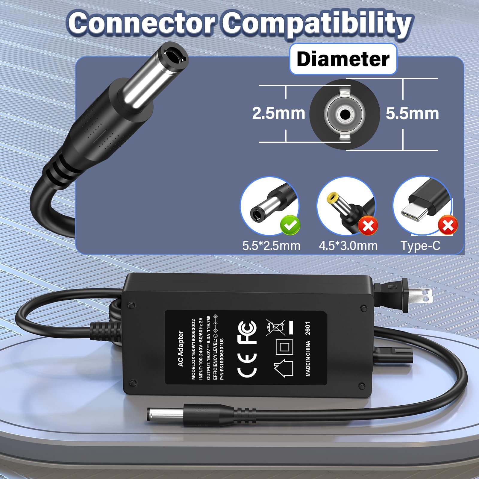 Amazon.com: 19V 6.3A 120W Mini PC Charger Replacement Fit for
