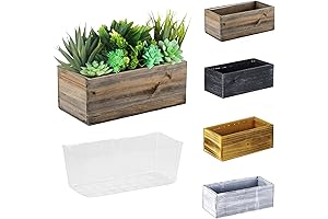 CYS EXCEL Rectangle Planter Box: Indoor Botanical Flair | Graceful Wood Planter with Liner