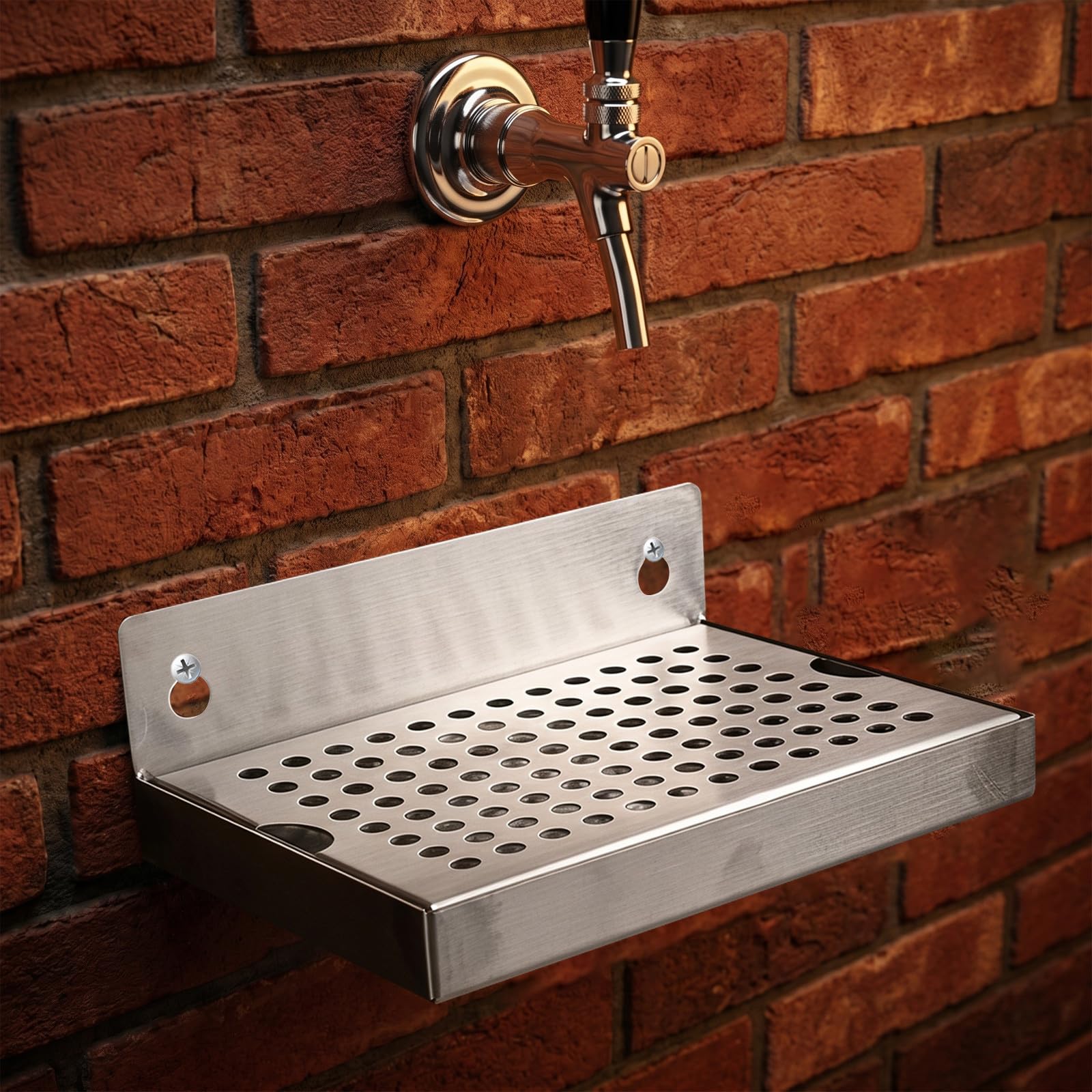 Bandeja de Goteo de Cerveza para Montaje en Pared, Bandeja de Acero Inoxidable para barriles de Bebidas, Torre de grifos de Bar, de Goteo metálica extraíble para Grifo de Cerveza dispensador