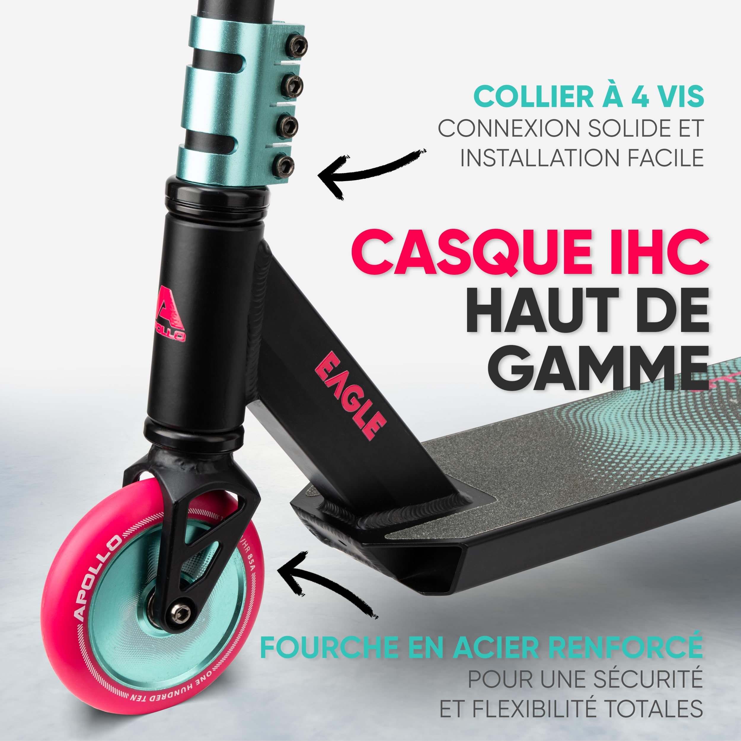 Apollo Stunt Scooter - Eagle, Trottinette de Cascade Professionnelle anodisée, Trottinette pour Enfants avec roulements ABEC 9, Roues de 110mm