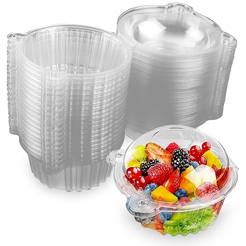 Cajas individuales para cupcakes, 100 recipientes de plástico con tapa, recipientes de postre con tapas, recipientes individuales para cupcakes y