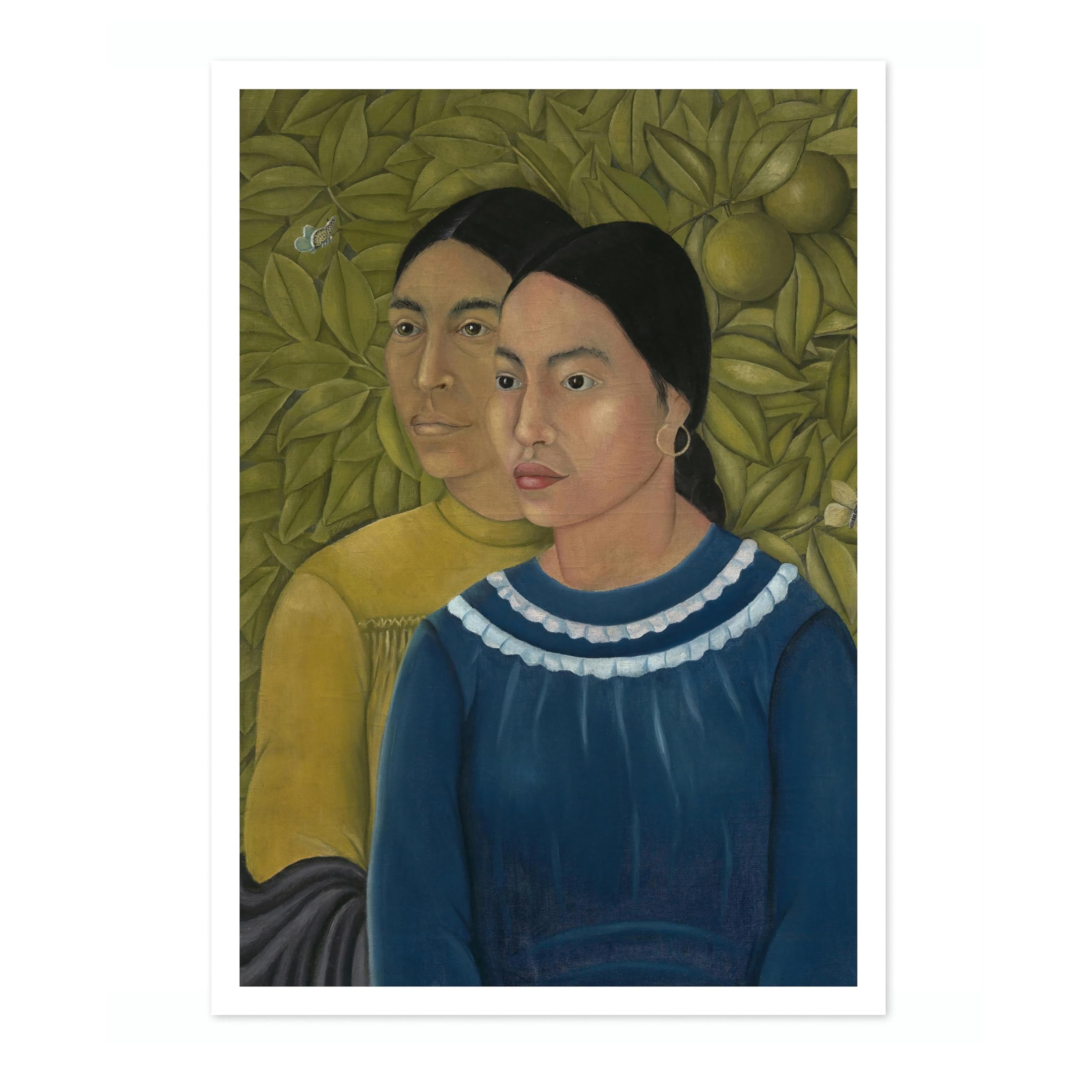 Two Women (Salvadora & Herminia) Frida Kahlo Poster, Classic Art Painting Print, Art Exhibition Neutral Wall Art, Vintage Minimalist Home Decor Picture, A5 (Print Only) - 21x14.8cm
