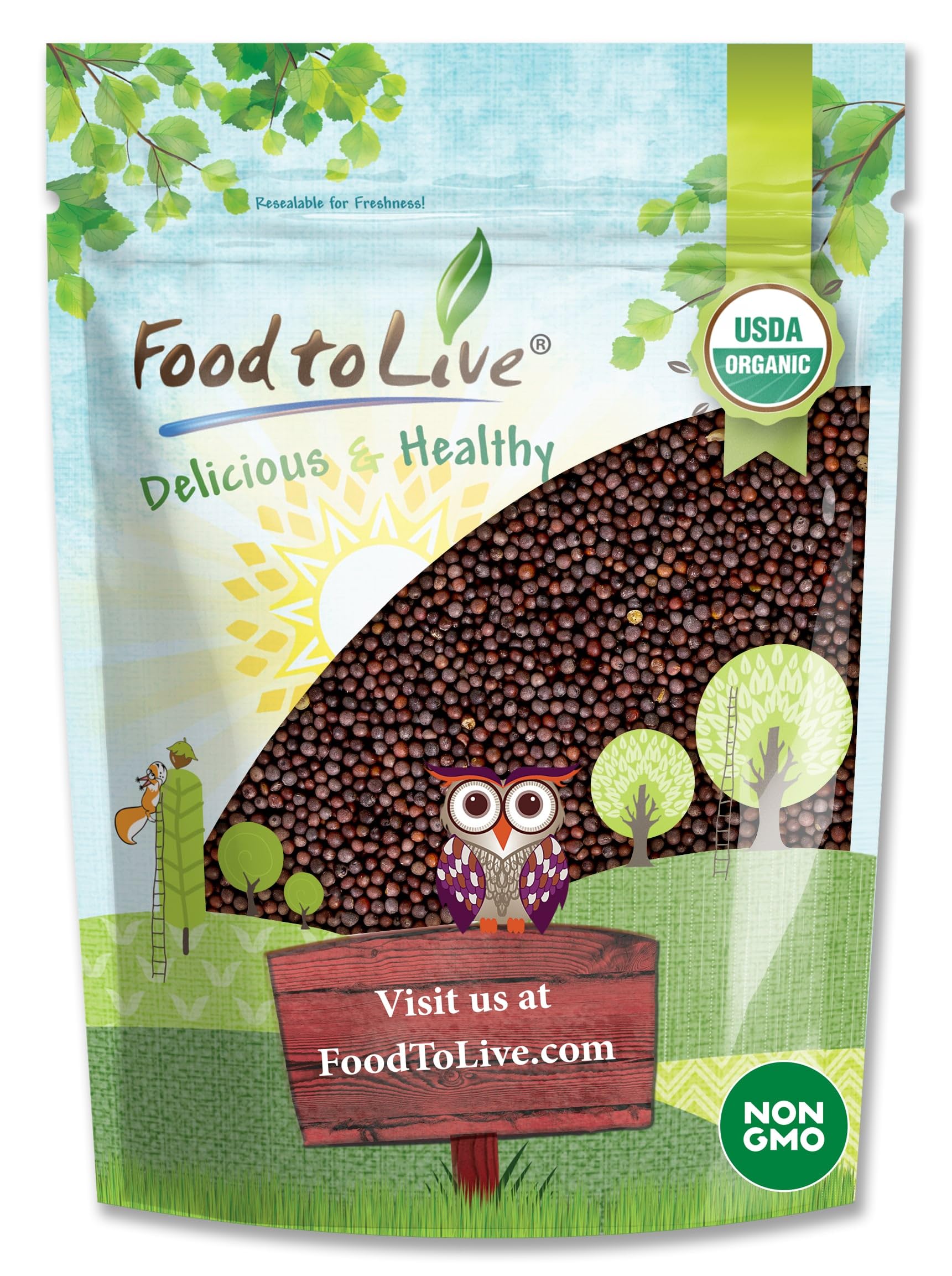 Food to Live Organic Brown Mustard Seeds, 12 Ounces – Non-GMO, Great for Pickling and Cooking. Non-irradiated. Bulk. Keto Friendly, Kosher