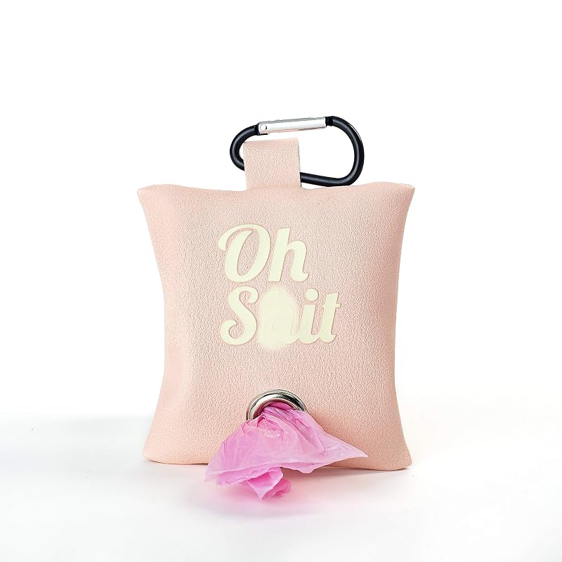 Bolsa Porta-Sacos para Fezes de Cães em Couro Sintético PU RoyallK SXMFFHCG Rosa com Letras Brancas
