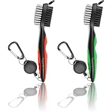 Golf Club Brush and Club Groove Cleaner 2 Ft Retractable Zip-line Aluminum Carabiner, Lightweight and Stylish, Ergonomic Design, Easily Attaches to Golf Bag