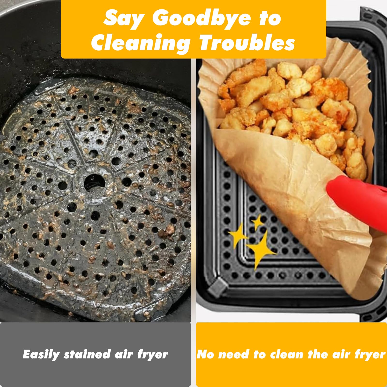 Papier Cuisson Pour Air Fryer - 150 Feuilles Jetables - Forme Bol, 22 Cm - Compatible Ninja AF500EU, Cecotec 9000 - Résiste Jusqu'à 220°C - 7
