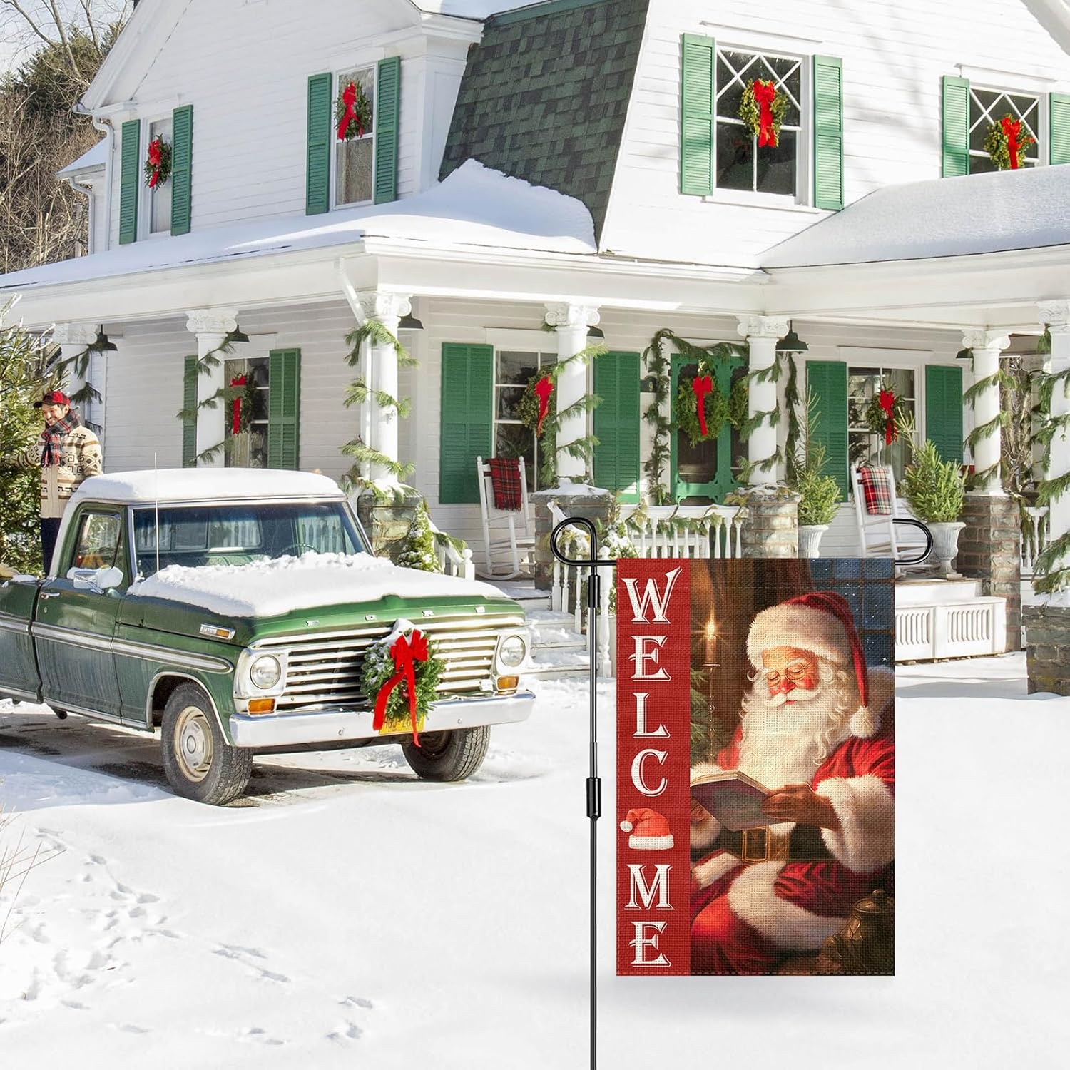 Welcome Christmas Garden Flag 12x18 Inch Double Sided Santa Claus Winter Flag Yard Lawn Garden Outdoor Festive Decor (welcome christmas) - Image 7