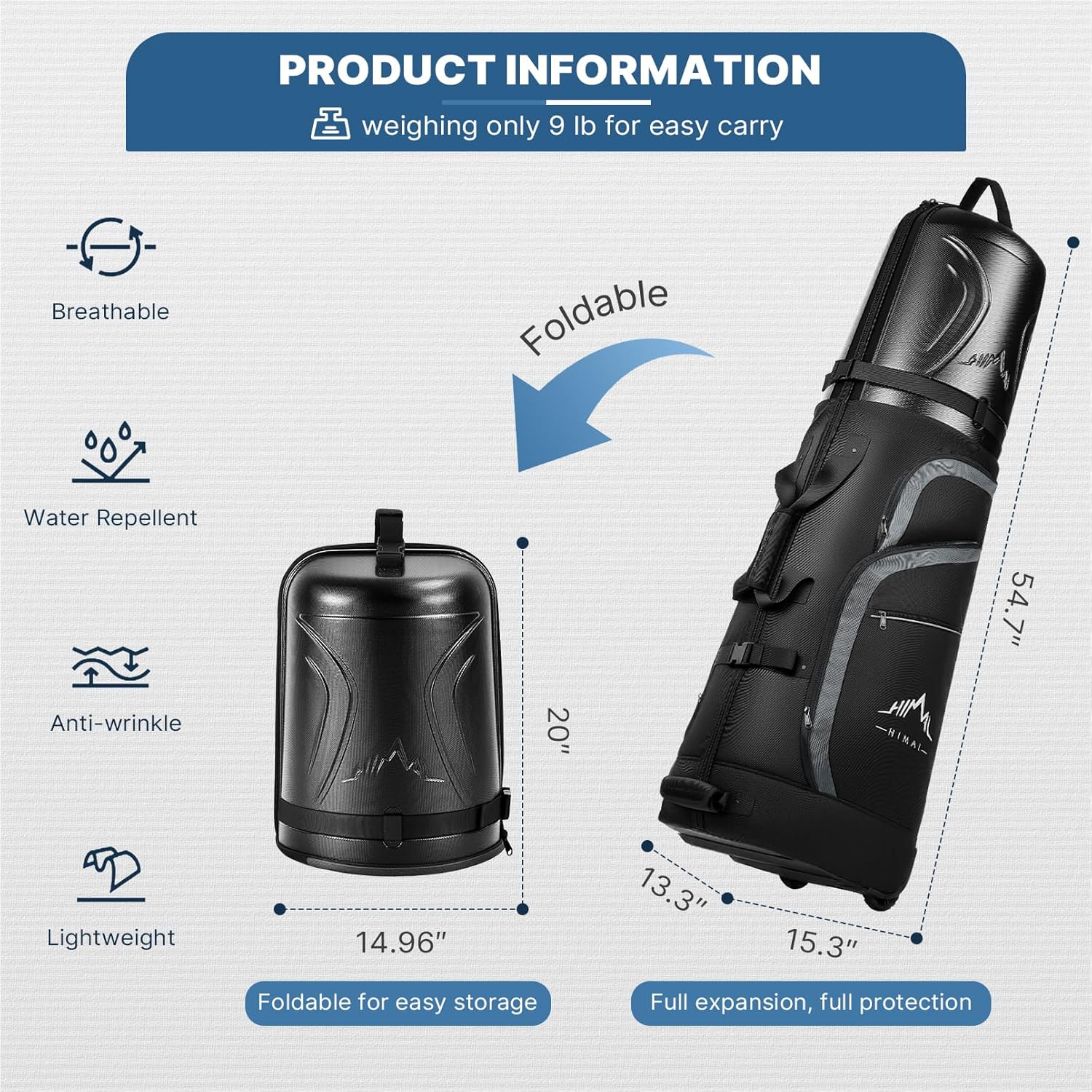 Golf Travel Bag for Airline Travel with PC Hard Case Top, Wheels & Foldable Design, 1680D Heavy-Duty Oxford Fabric, Designed for Airport and Golf Course Transport - Image 2