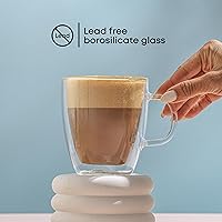 Vista 4 de JoyJolt Savor - Tazas de café de vidrio de doble pared aisladas (Set de 2) - 13.5 onzas