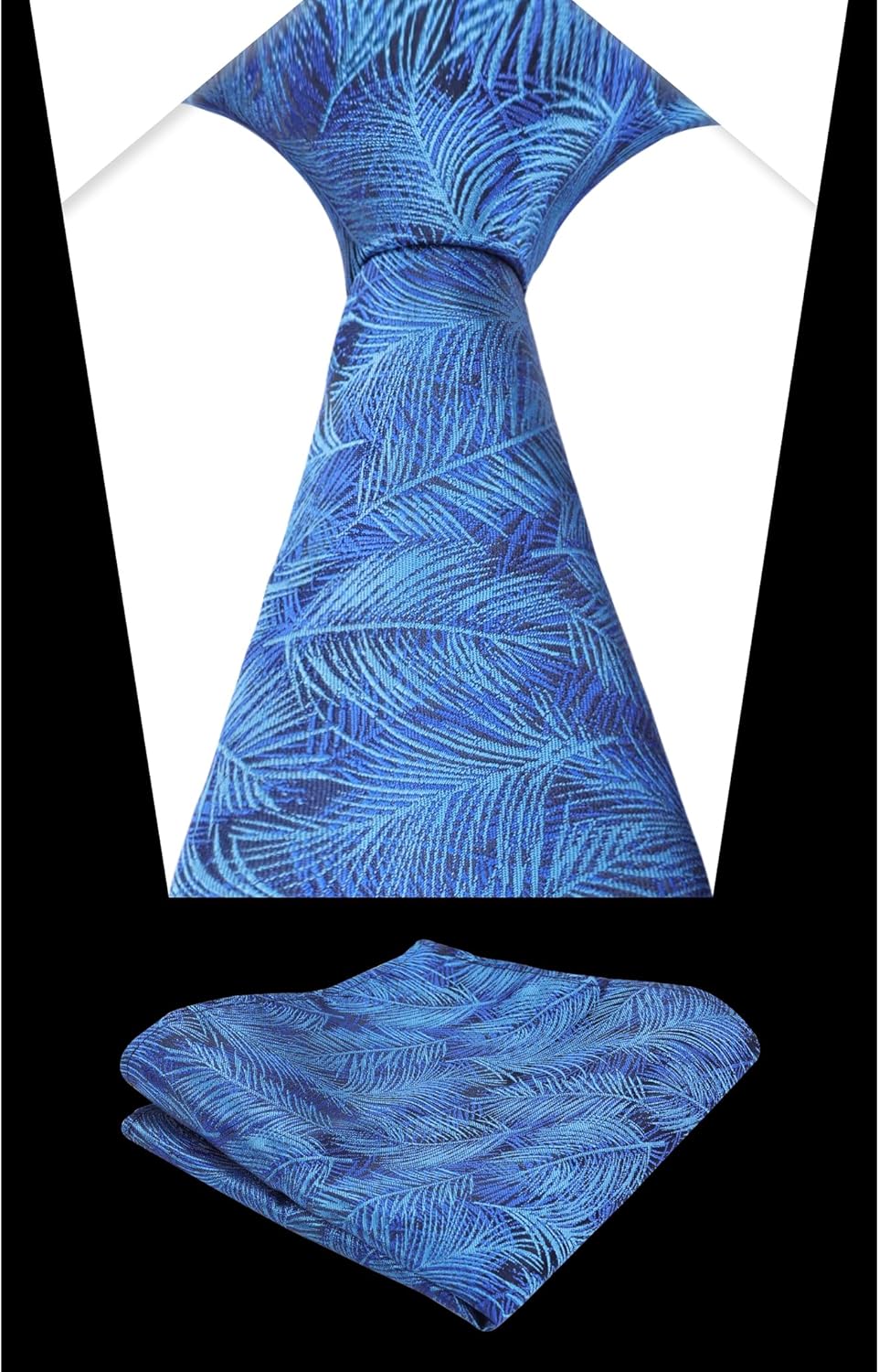 Alizeal Mens 3.15inch Colorful Tie with Botanical Print Pocket Square - Image 4