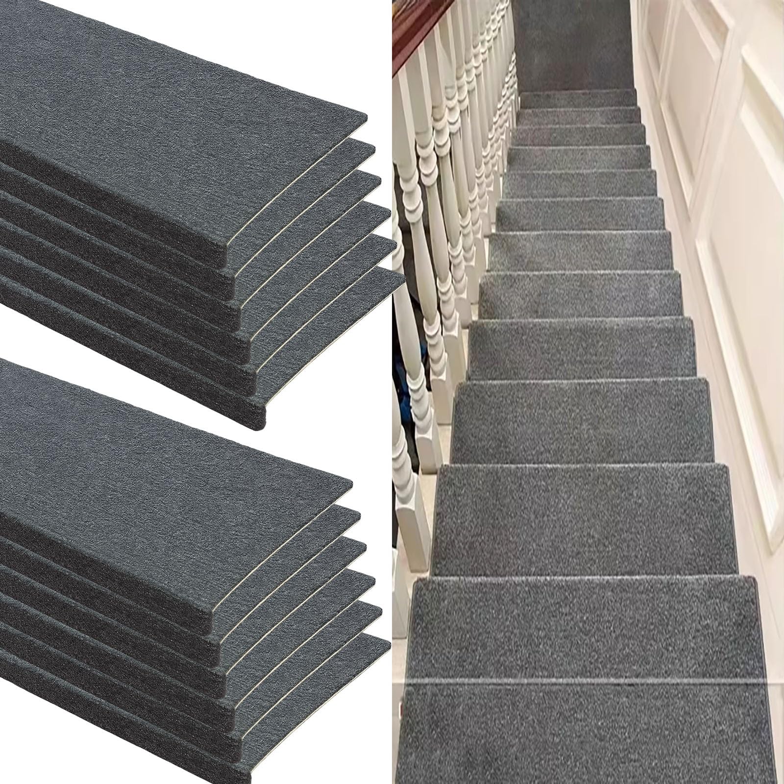 Lot de 16 marchepieds d'intérieur antidérapants - Protection de nez arrondi pour marches - Prise en main de sécurité améliorée - 24 x 75 cm - Convient aux escaliers de 19 à 24 cm - Parfait pour un