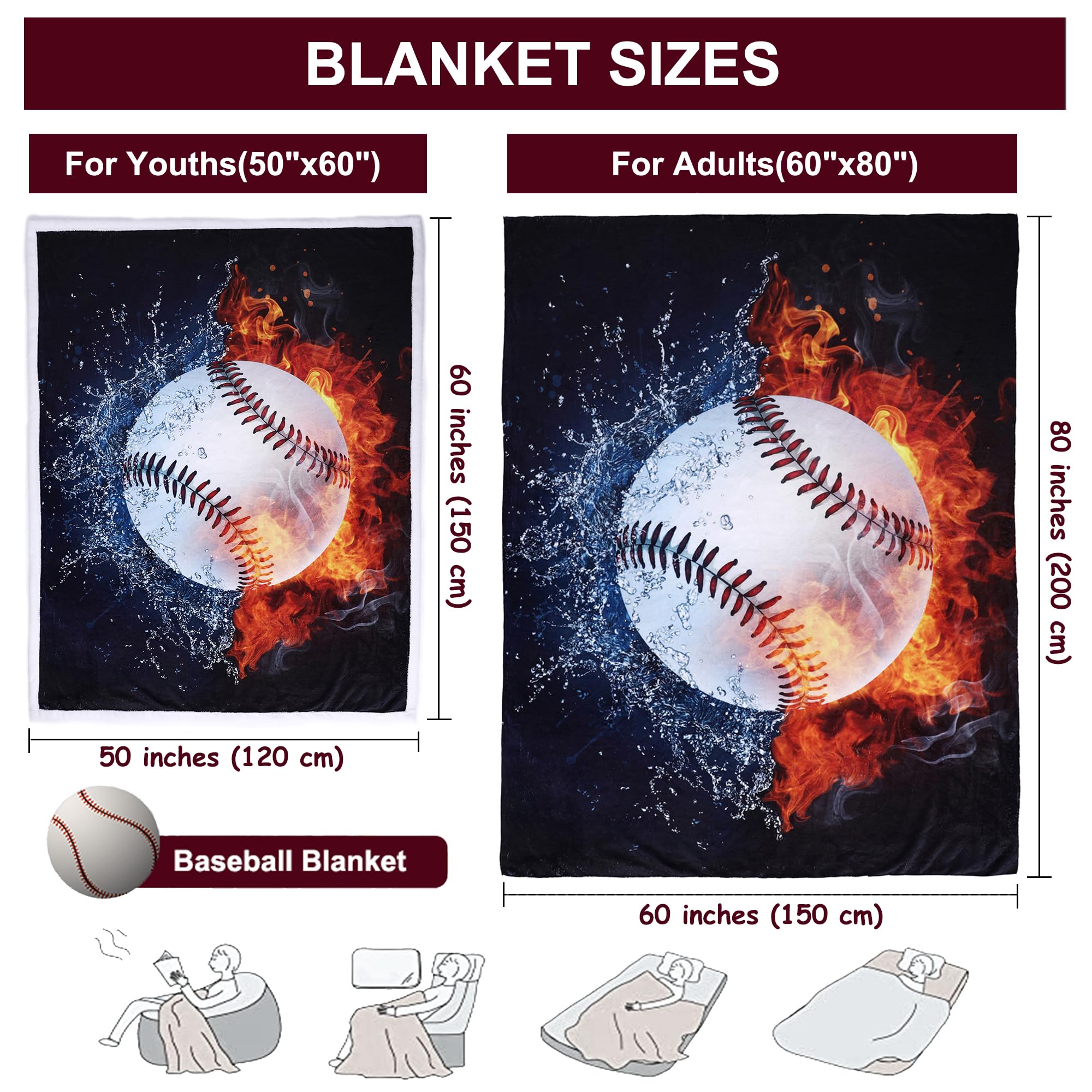 Manta Acogedora Con Patrón De Béisbol, Perfecta Para Ropa De Cama Ligera Para Adultos, Suave, Cálida Y Afelpada, Ideal Para Sofá De Cama (béisbol Gris Oscuro, 50 X 60 Pulgadas