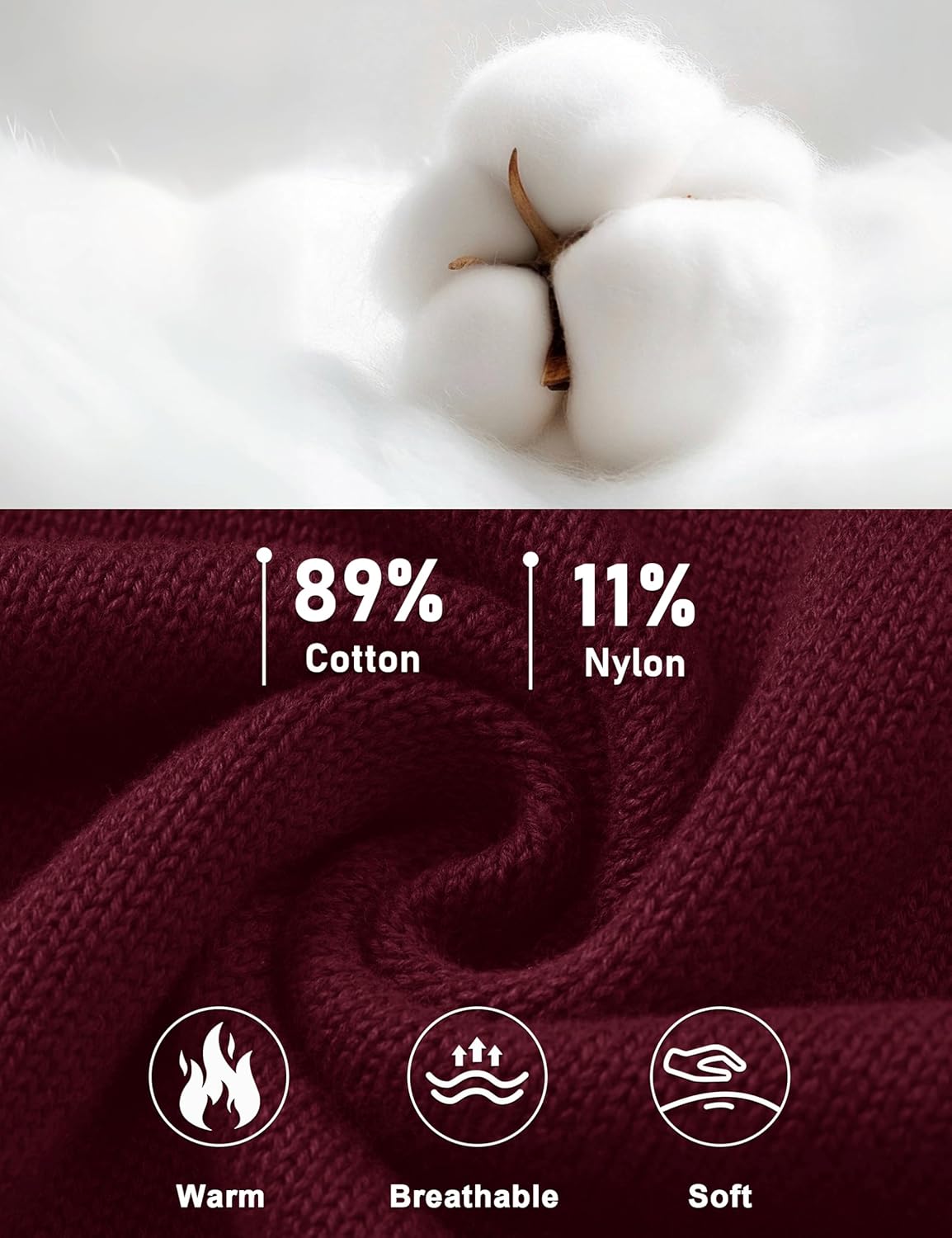 Cotrasen Mens Sweater Quarter Zip Pullover Casual Knit Cotton Long Sleeve Mock Neck Polo Sweaters - Image 5