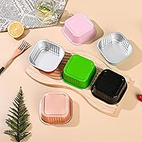 Vista 2 de Juego de 40 moldes cuadrados de papel de aluminio para cupcakes de 10 oz con tapas, moldes para brownies, moldes desechables grandes de 4”x4