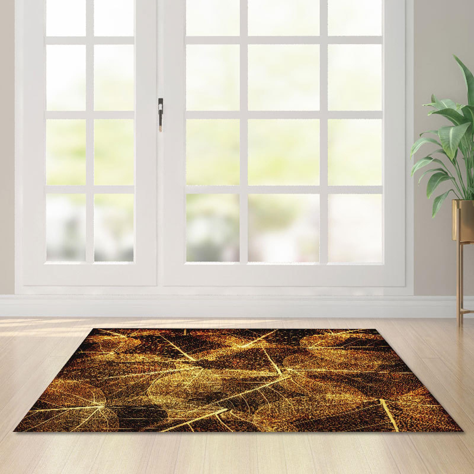Zerbino Ingresso Esterno Marrone Dorato Tappeto Salotto Poliestere Zerbino Ingresso Interno Moderno Tappeti Soggiorno Cucina Lavabile Tappeto da Esterno Antiscivolo Tappeti Moderni 120x160cm