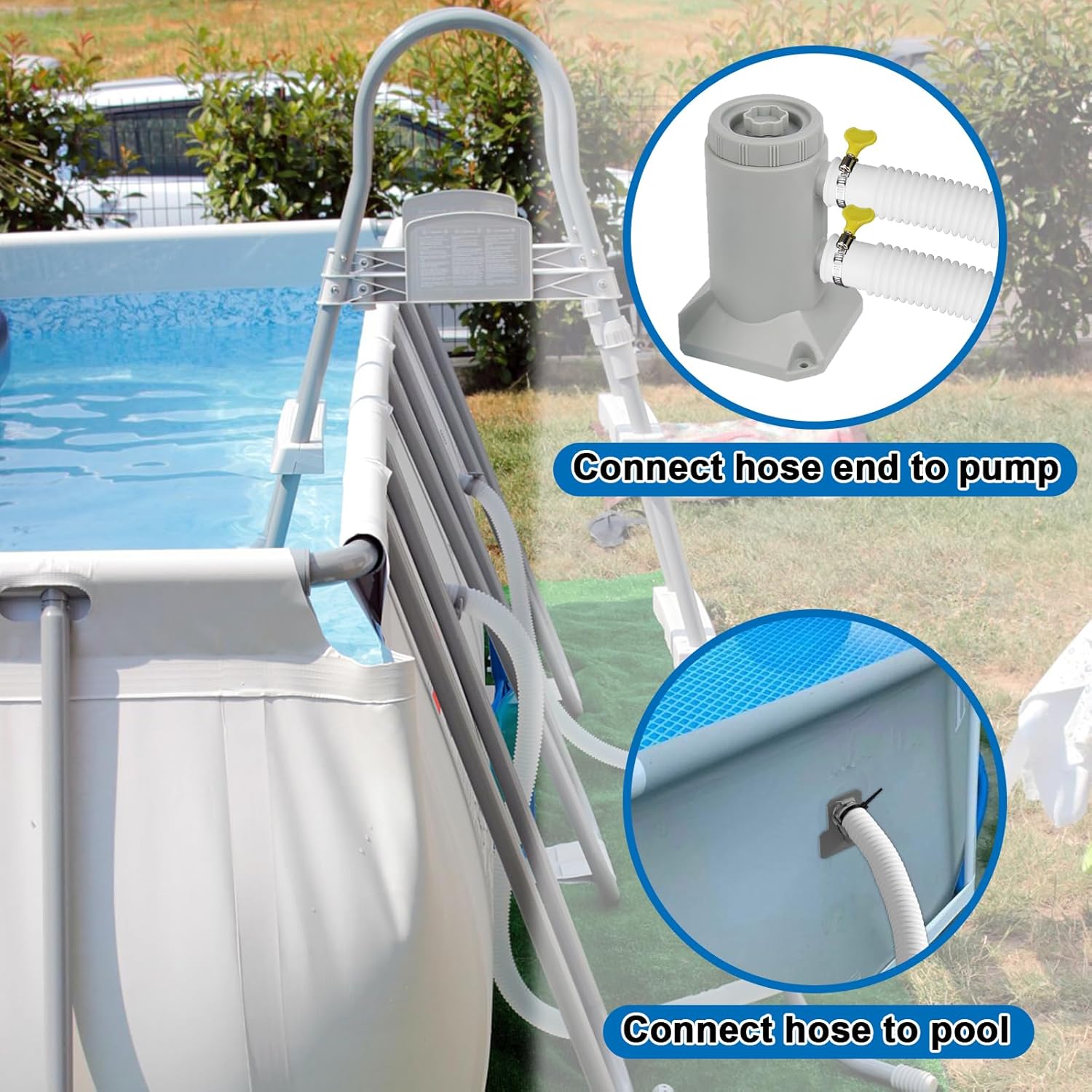 Boltigen 2pc 1.25in Pool Hose for Above Ground Pools - 40in Long Pump Replacement Hose - Set for 330, 530, 1000 GPH