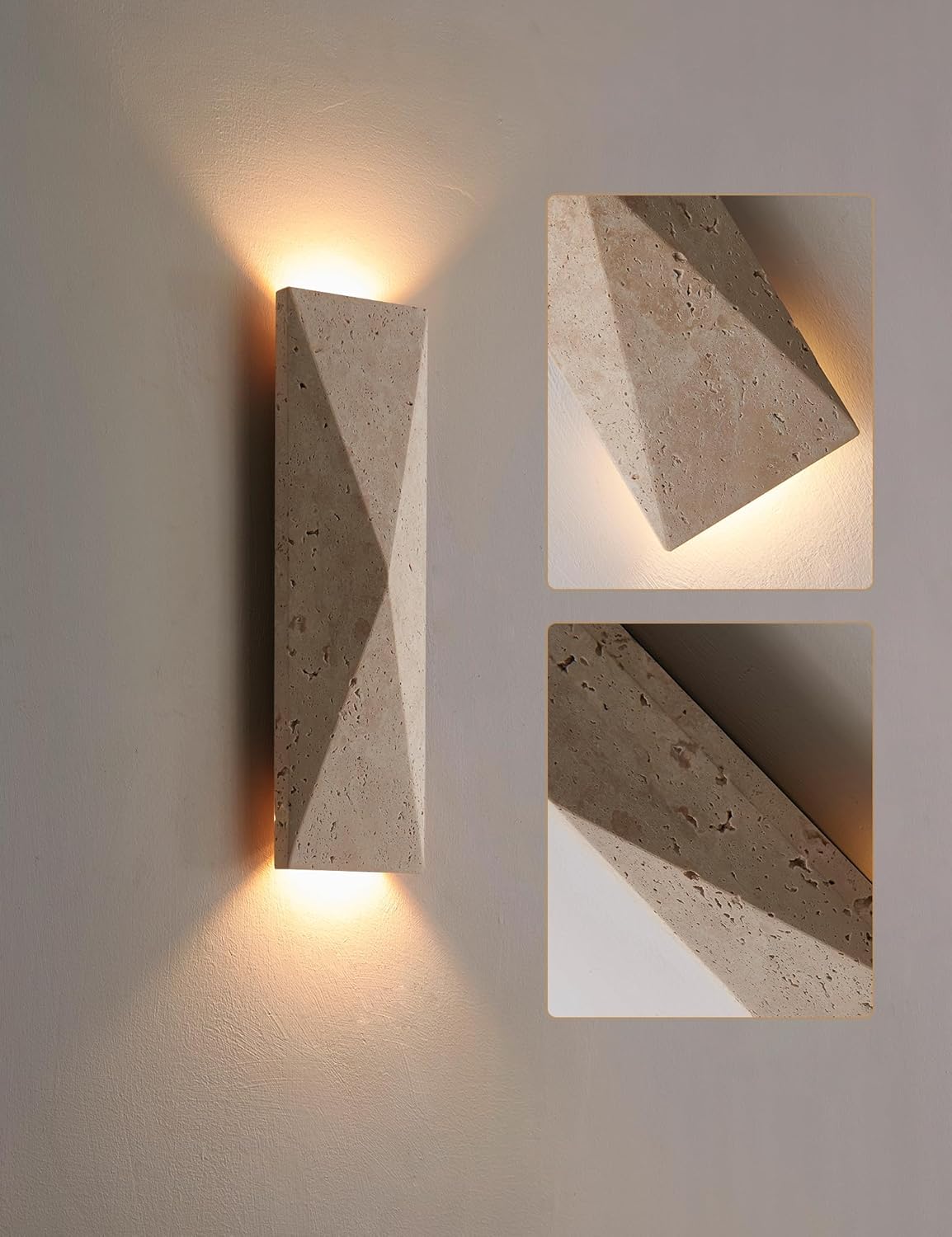 Alabaster Wall Sconce, 15.74" Natural Marble Wall Sconce Vanity Light Fixture for Living Room,Modern Wall Light, Marble Lighting for Bedroom, Staircases，Entryway
