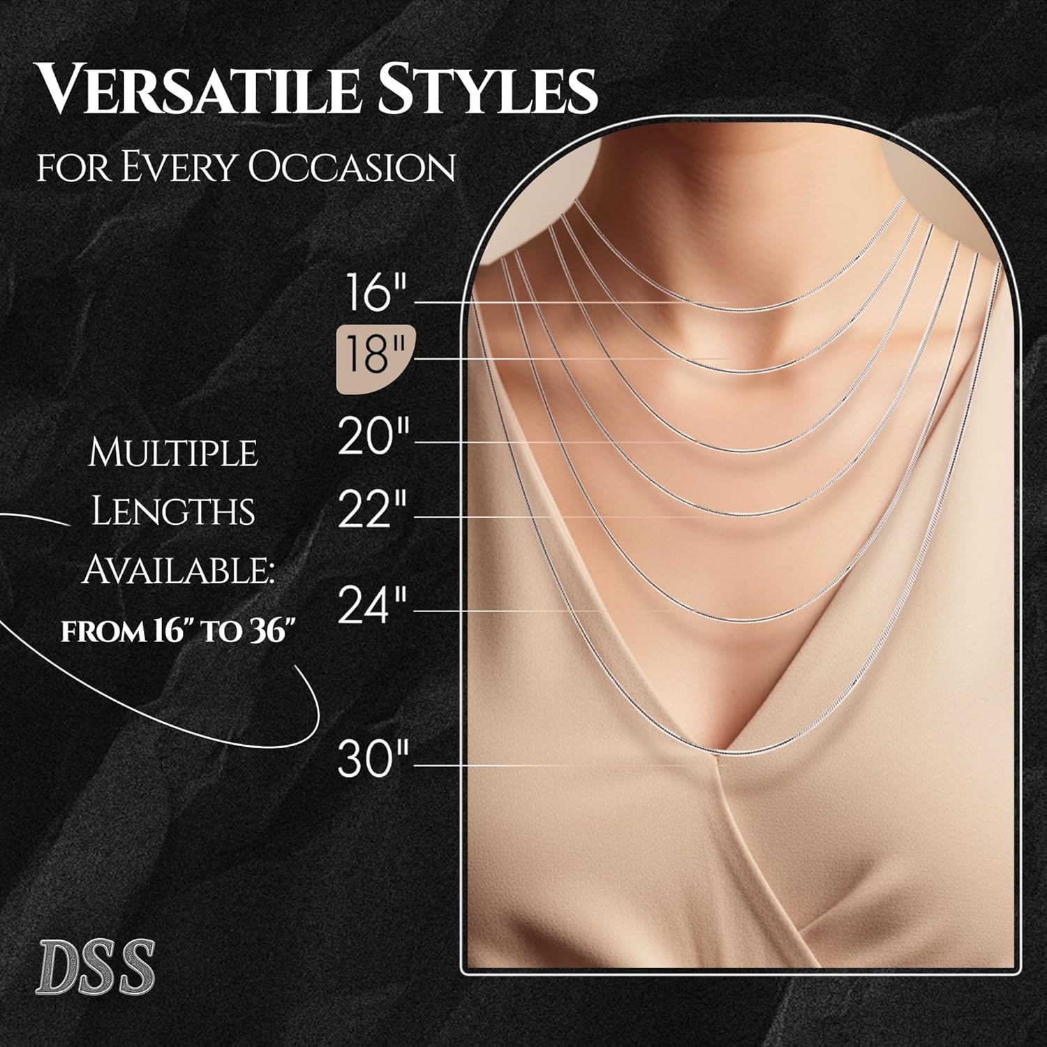 DSS 925 Sterling Silver Necklace for Women, Round Snake Chain 1mm, Lobster Claw Clasps, Sterling Silver Chain, Italian Jewelry for Women, 16in - 30in - Image 3