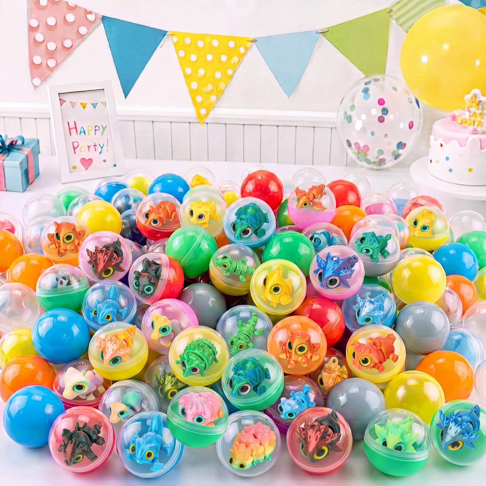 Set di 50 mini animali stampati in 3D con 50 capsule, mini figure di animali, per alleviare l'ansia, per distributori automatici di gomme da masticare, premi in classe, regali di Carnevale