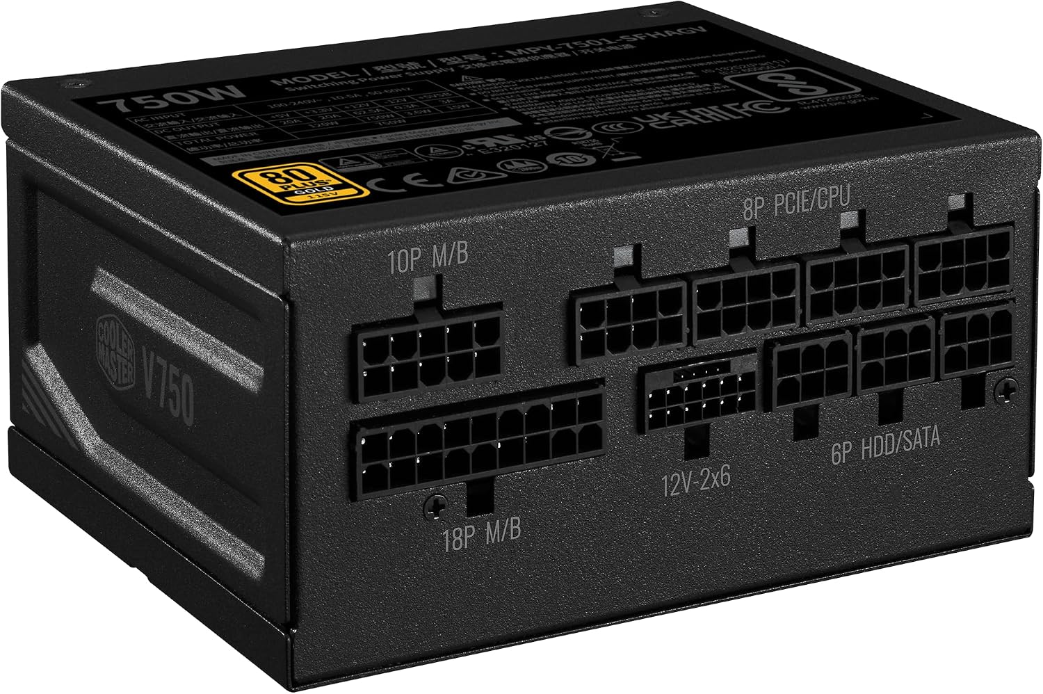 Cooler Master V750 SFX Gold ATX 3.1, вилка для ЕС — 750 Вт, 80 PLUS Gold, полностью модульный блок питания, блок питания для SFF/mini-ITX, вентилятор 92 мм с FDB, кабель PCIe 5.1, переходник SFX-ATX