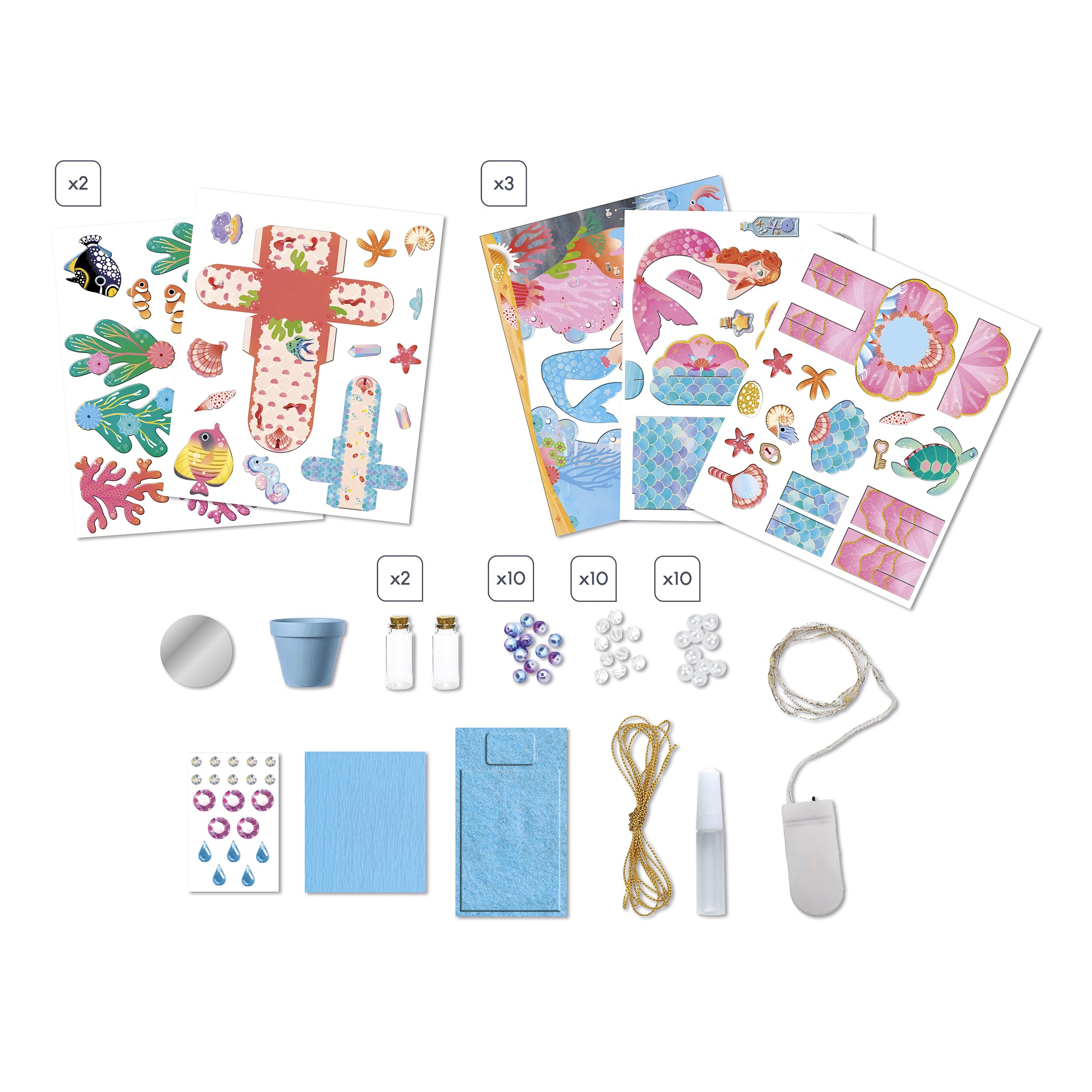 Janod - Magic Ocean - El Cuarto de Las Sirenas - Actividad Manual para Niños - Manualidades Creativas - Decorado para Fabricar - Mundo de la Sirenita - Juego para Niños a Partir de 8 Años - J09139