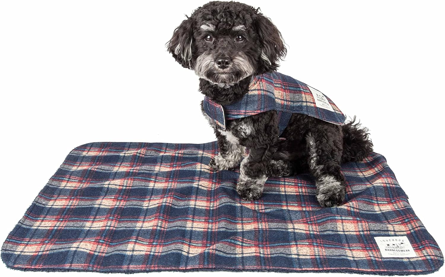 Pet Life ® Touchdog 2-Piece Set Tartan Plaid Fashion Fall and Winter Dog Jacket - Wool Dog Coat with Matching Reversible Pet Mat