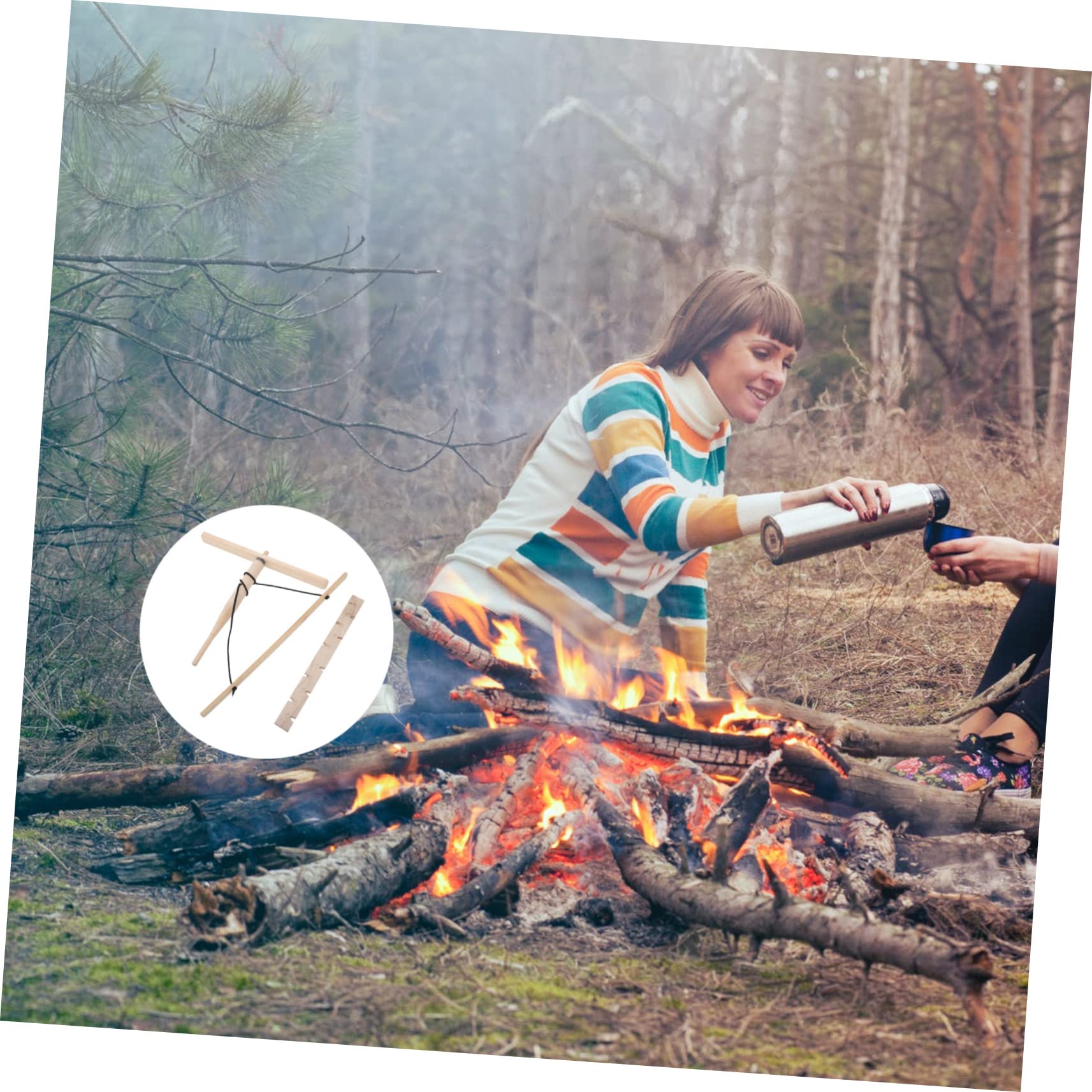 BESPORTBLE Outdoor Fire Drill Kit Natural Wooden Friction Fire Starter Compact and Portable Emergency Use