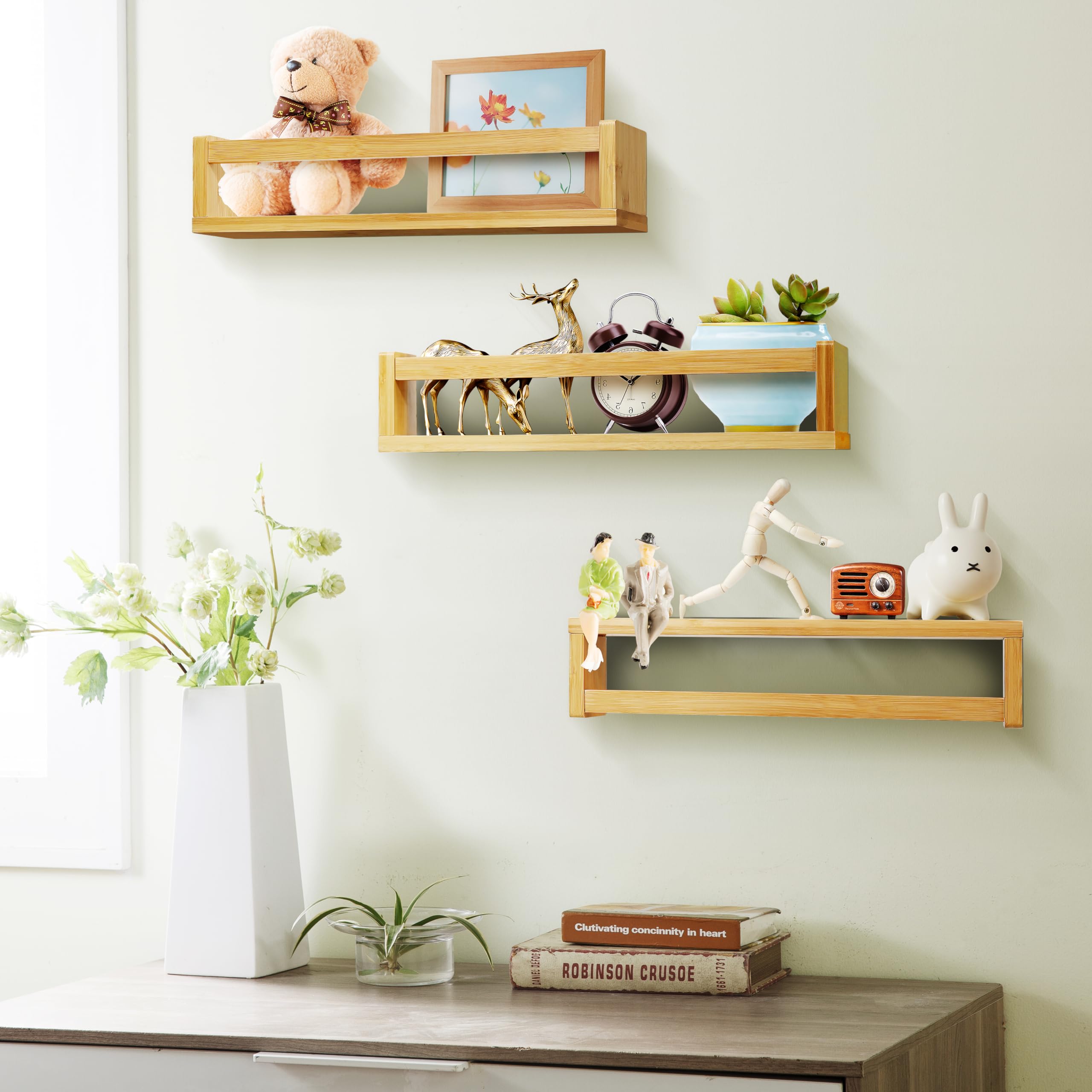 Ollieroo Juego De Cuatro Estantes Flotantes Para Libros De Pared